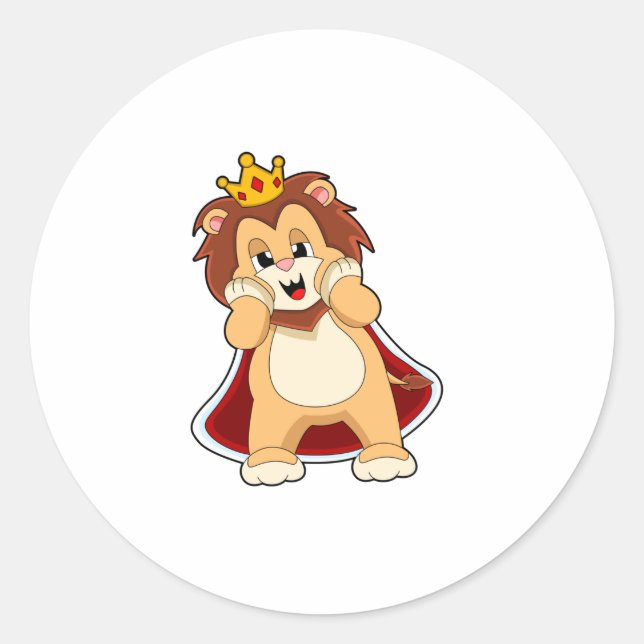 Lion as King mit Crown.PNG Runder Aufkleber (Vorderseite)