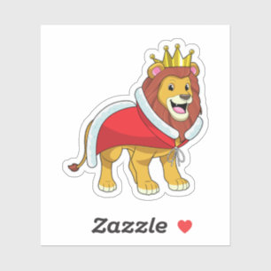 Lion as King with Crown & Cape Aufkleber
