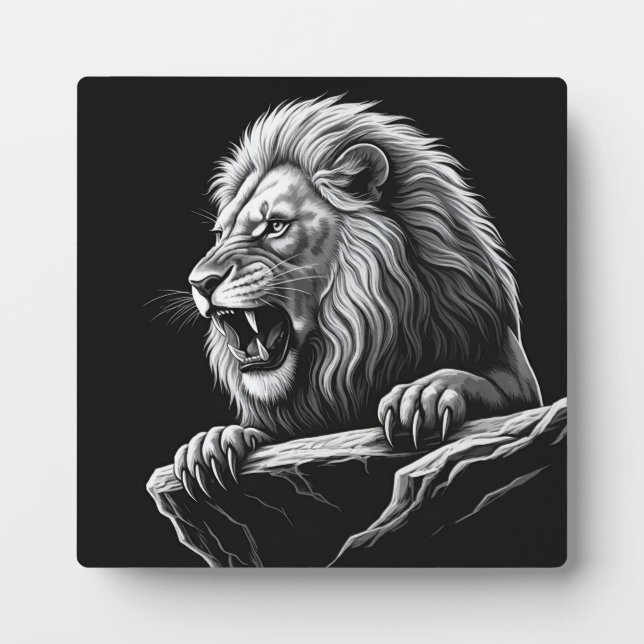 Lion auf der Cliff Tabletop-Tafel mit Easel Fotoplatte (Vorderseite)
