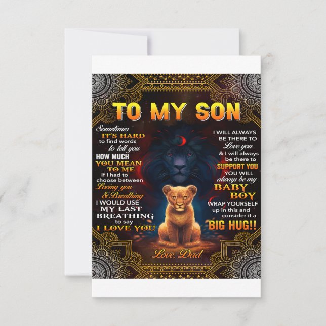 Lion auf meinen Sohn Manchmal ist es harter Vater Dankeskarte (Vorderseite)