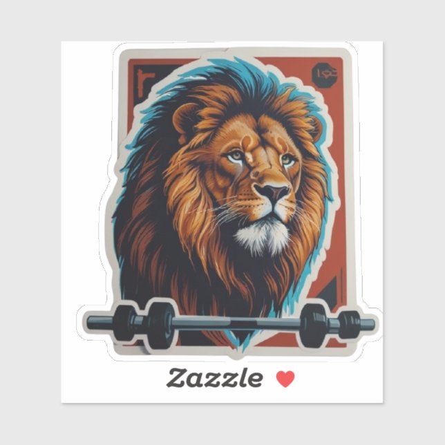 Lion autocollant parfait pour les amateurs de gym (Feuille)