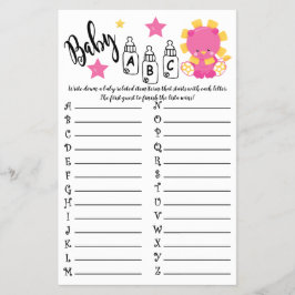 LION BABY ABC BABY SHOWER GAME CARD FLYER
