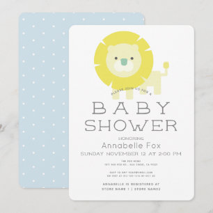 Lion Baby Blue Boy Baby Shower Einladung
