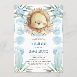Lion Baby Boy Christening Einladung