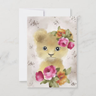 Lion Baby Lion Watercolor Dankeskarte