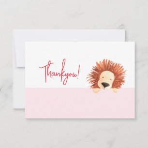 Lion Baby Pink 1. Geburtstag Dankeskarte