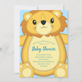 Lion Baby Shower Blue Einladung