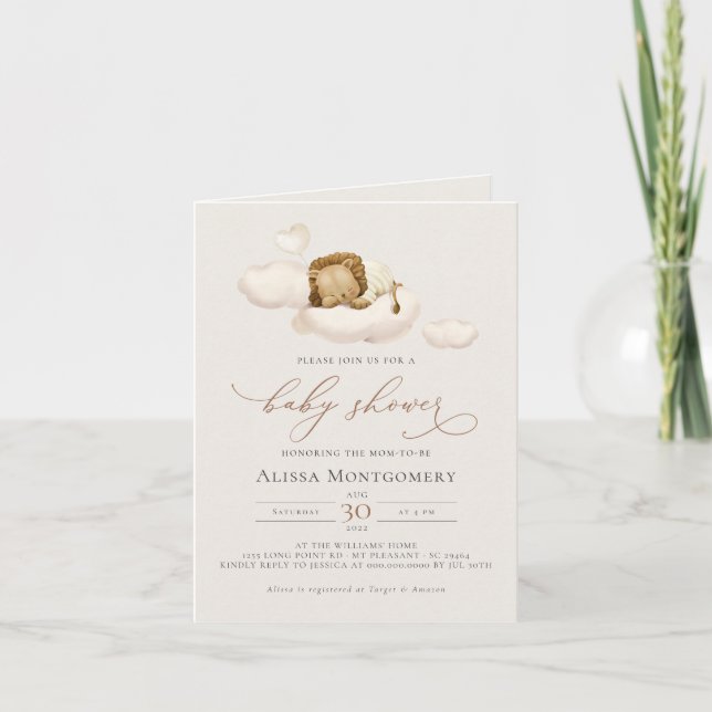 Lion Baby Shower Einladung (Vorderseite)