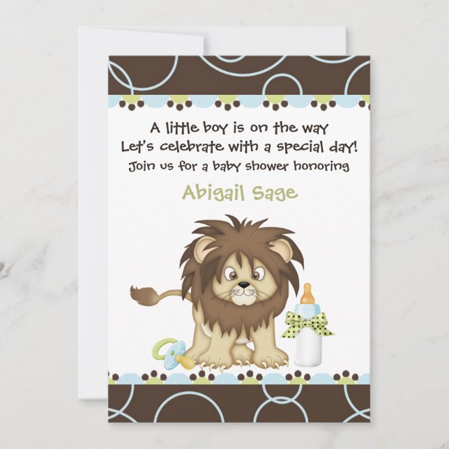 Lion Baby Shower Einladung für Jungen (Vorderseite)