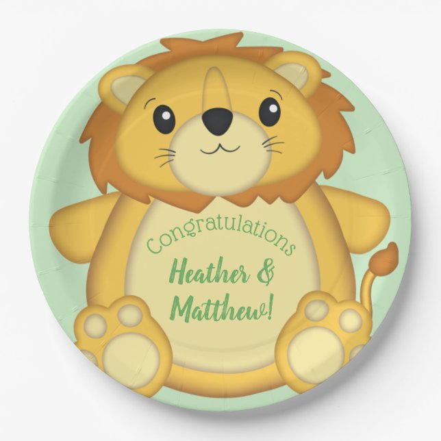 Lion Baby Shower Safari Pappteller (Vorderseite)