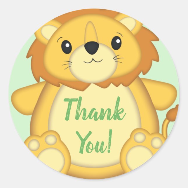 Lion Baby Shower Safari Runder Aufkleber (Vorderseite)