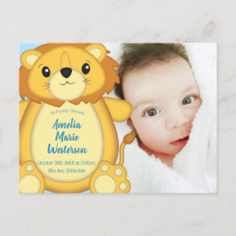 Lion Baby Shower Zoo Circus Blue Boy Postkarte