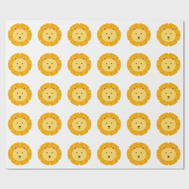 Lion Birthday Kids Art Geschenkpapier (Flach)