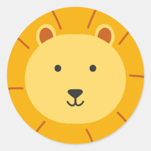 Lion Birthday Kids Art Runder Aufkleber