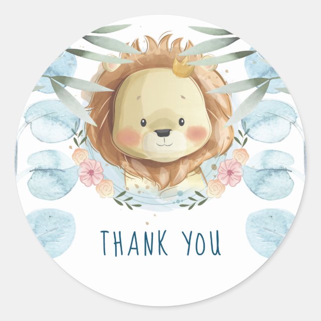 Lion Birthday Vielen Dank Runder Aufkleber (Vorderseite)