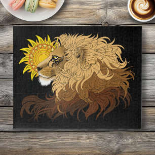 Lion Black Yellow Mandala Sun