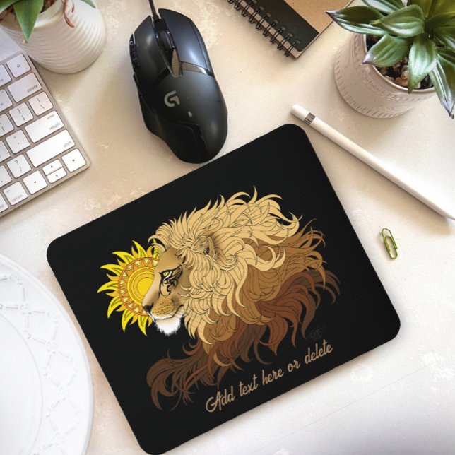 Lion black Yellow Mandala Sun Mousepad (Von Creator hochgeladen)