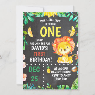 Lion Boy Birthday Party Einladung