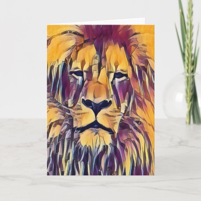 Lion Card Vibrannte Art Karte (Vorderseite)