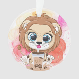Lion citation dessin animé boire du thé bobba.