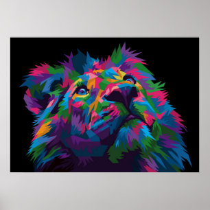 Lion Colorful Lion Head Poster