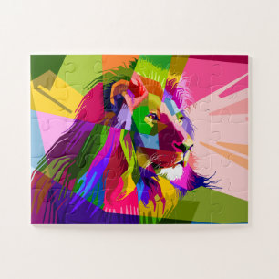 LION COLORFUL POP ART LION JIGSAW PUZZLE