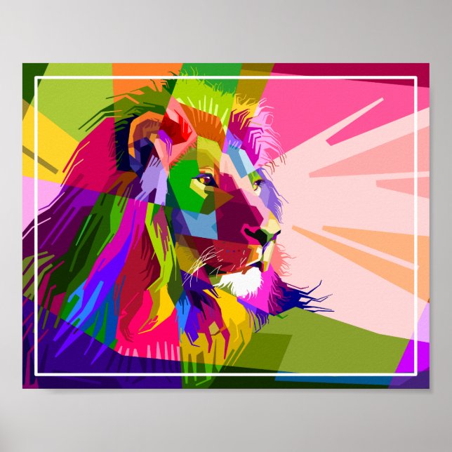 Lion Colorful Prismatischer Pop Art Design-62501 Poster (Vorne)