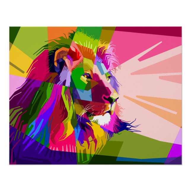 Lion Colorful Prismatischer Pop Art Design-62501 Poster (Vorderseite)
