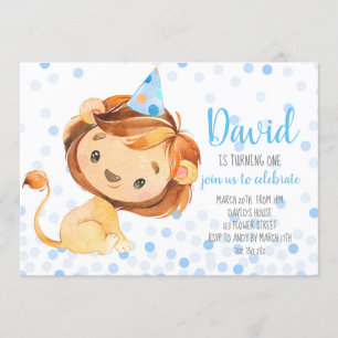 Lion Confetti First Birthday Safari Jungle Boy Einladung