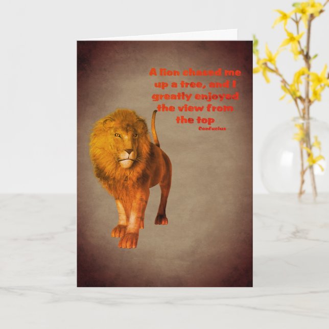 Lion Confucius Attitude Zitat Inspirationskarte Karte (Gelbe Blume)