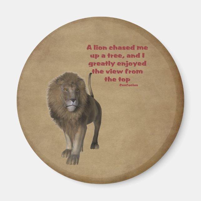 Lion Confucius Inspiration Zitat Magnet (Vorne)