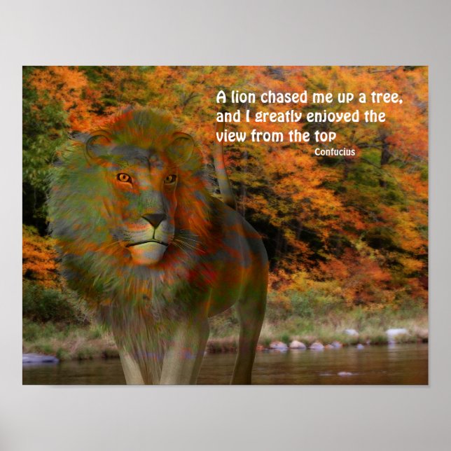 Lion Confucius Inspirational Quote Poster (Vorne)