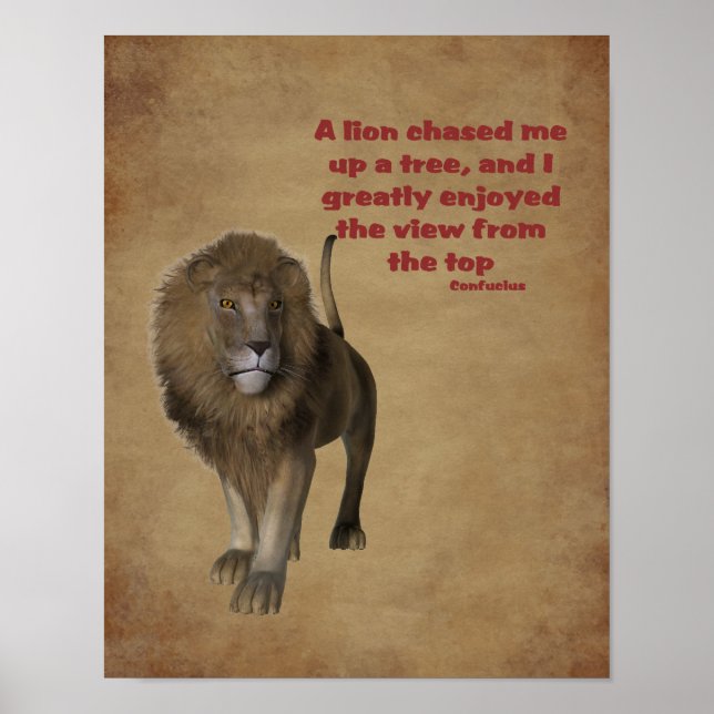 Lion Confucius Zitat Inspiration Poster (Vorne)