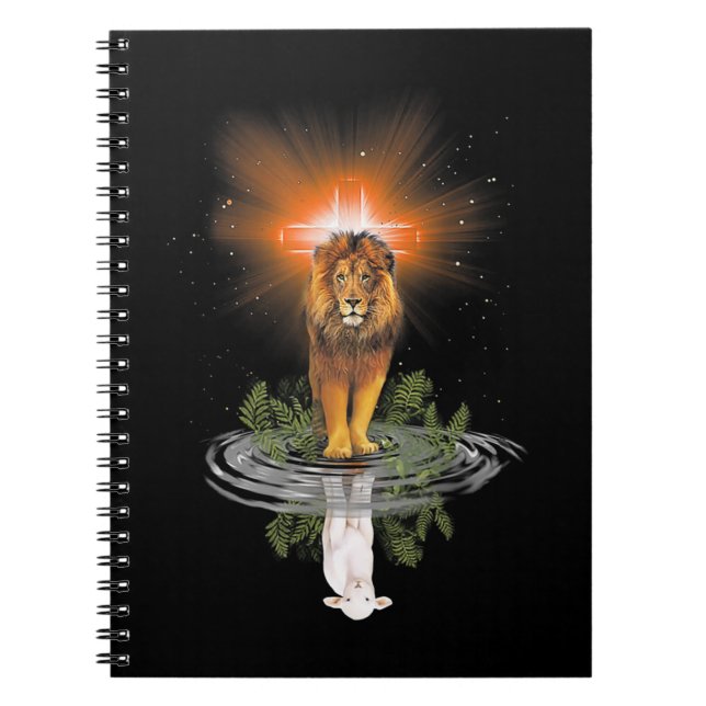 Lion Cross Jesus Reflection Water Mirror Sheep T-S Notizblock (Vorderseite)