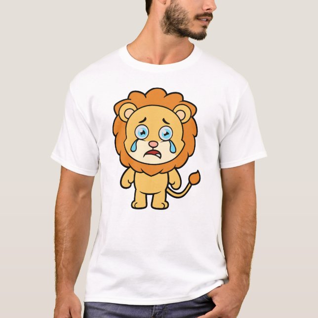 Lion Cry, Niedlicher Cartoon Lion T-Shirt (Vorderseite)