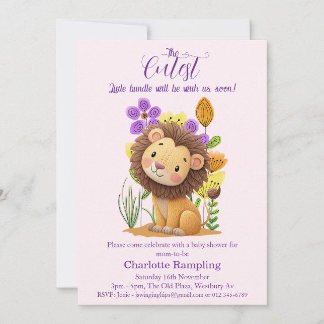 Lion Cub Baby Shower Einladung (Vorderseite)