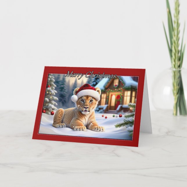 Lion Cub Christmas Card Karte (Vorderseite)