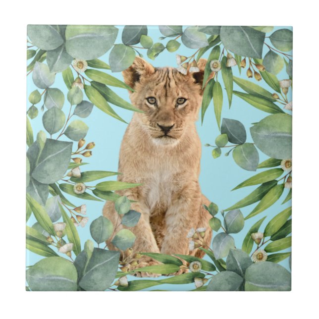 Lion cub Dschungelwald Keramik Fliesen (Vorderseite)