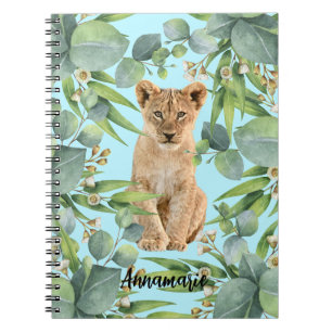 Lion Cub Niedlicher Aquamariner Dschungel Grünwald Notizblock