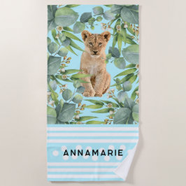 Lion Cub Niedlicher Aquamariner tropischer Regenwa Strandtuch