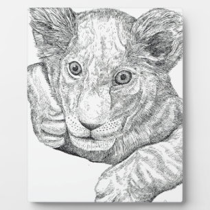 Lion Cub Pen und Tinte Fotoplatte