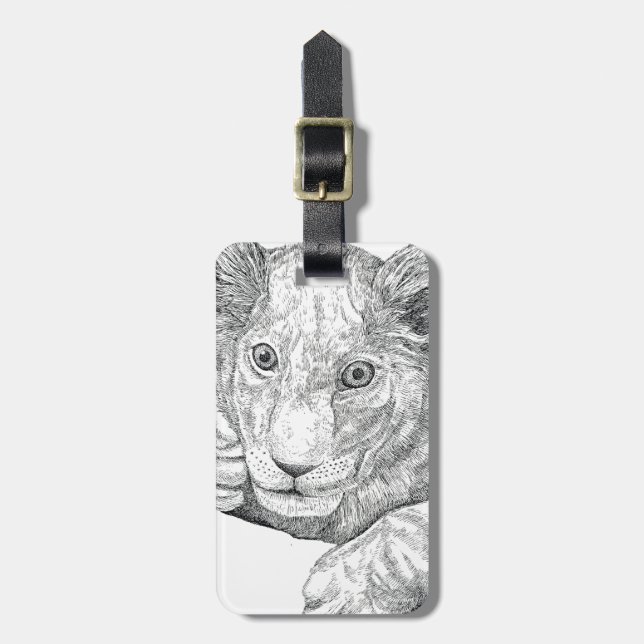 Lion Cub Pen und Tinte Gepäckanhänger (Vorderseite vertikal)