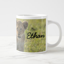 Lion Cub Personalize Name Serious Jumbo-Tasse