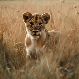 Lion Cub pinkelt durch das Grass Jigsaw Puzzle
