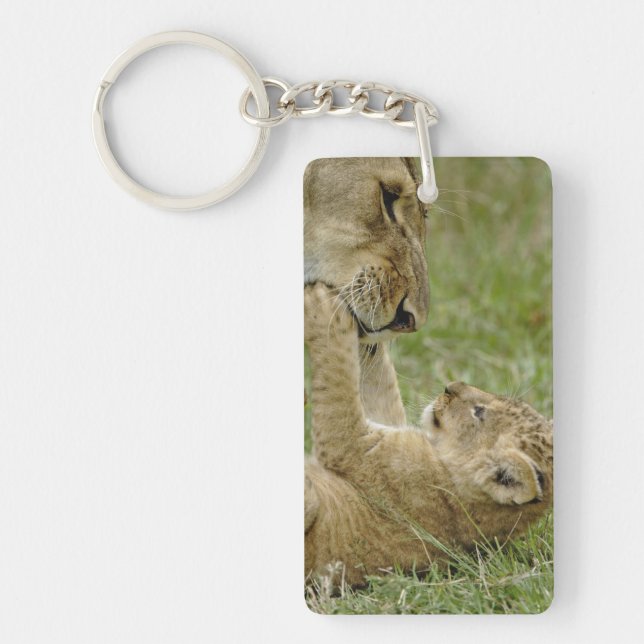 Lion Cub Playing Schlüsselanhänger (Vorderseite)