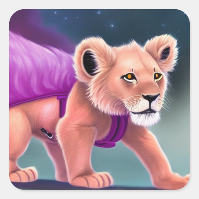 Lion Cub Quadratischer Aufkleber (Vorderseite)
