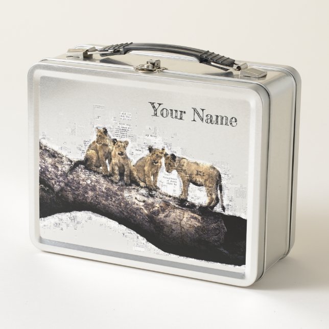 Lion Cubs Lunch Box - Custom Safari Geschenk (Vorderseite)