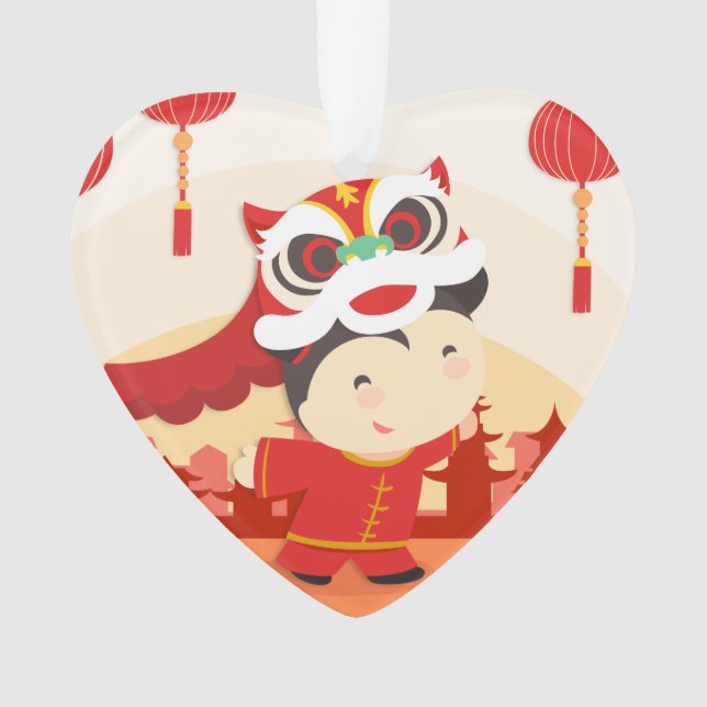 Lion Dance Kid Chinois Lunaire Coeur du Nouvel An  (devant)