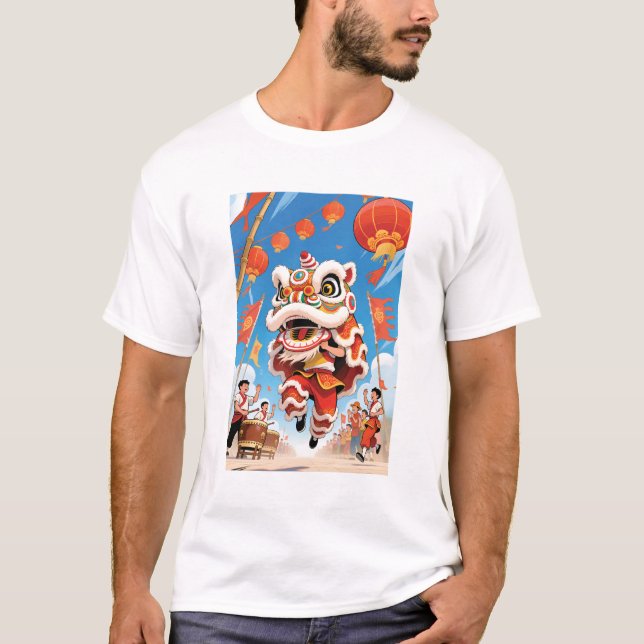 Lion Dance Men White  T-Shirt (Vorderseite)
