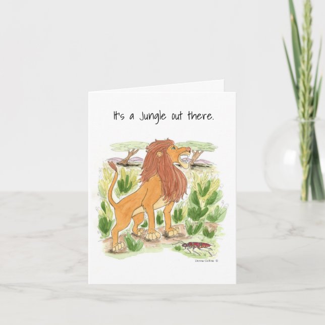 Lion dans la Jungle Carte Note (Devant)
